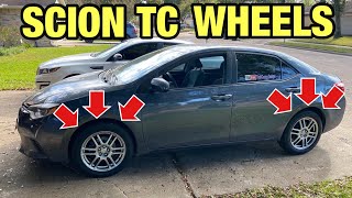 HOW TO PUT SCION TC WHEELS ON A TOYOTA COROLLA  IM THE FIRST TO PUT SCION TC RIMS ON A COROLLA [upl. by Tecu625]