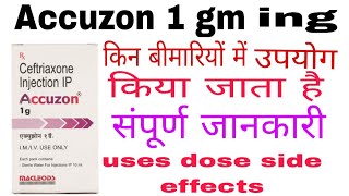 l Accuzon 1gm injection  Ceftriaxone injection ip 1000 mg hindi 💉 [upl. by Nauh]