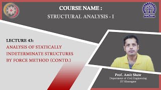 Lecture 43  Analysis of Statically Indeterminate Structures by Force Method Contd [upl. by Zaneta966]