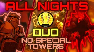 DUO Triumpher of All Nights Badge NO SPECIAL TOWERS  ALL NIGHTS  Tower Defense Simulator  Roblox [upl. by Led]