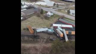 🚨WATCH Video captures the moment 20 Norfolk Southern rail cars derail in Springfield Ohio [upl. by Ecinnaj]