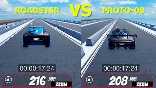 Roadster VS Proto08 Roblox Jailbreak Speed Test [upl. by Hansiain27]