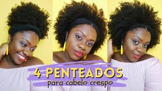 4 PENTEADOS FÁCEIS PARA CABELO CRESPOCACHEADO CURTO [upl. by Hameerak]