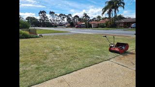 36v Ozito PXC 18v x 2 battery electric converted 20quot Morrison Olympic cylinder mower test [upl. by Nada]