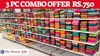 Tnagar Chennai Silks Combo Offer Rs750  Linen Cotton  Semi Silk Cotton Tussar amp Jute [upl. by Ahsiea909]