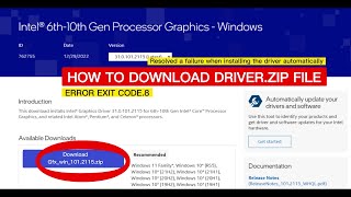 HOW TO DOWNLOAD THE INTEL HD GRAPHICS DRIVERZIP FILE ERROREXITCODE8 [upl. by Greenleaf]