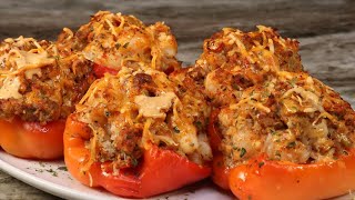 The Perfect Seafood Stuffed Bell Peppers  How To Make Seafood Stuffed Bell Peppers [upl. by Odine]