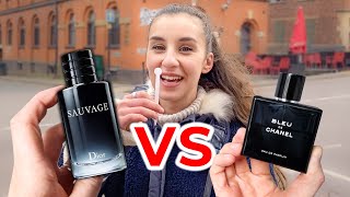 BLEU DE CHANEL vs DIOR SAUVAGE  Womens Reactions  Which Fragrance Is More Sexy [upl. by Adalie]