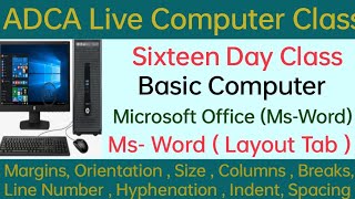 Sixteen Day In Computer Class  Live Class Ms Word Layout Tab  Margins  Orientation  columns [upl. by Adidnac]