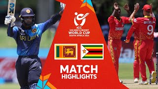 Sri Lanka v Zimbabwe  Match Highlights  U19 CWC 2024 [upl. by Phalan]