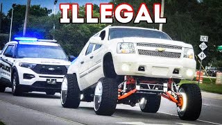 SQUAT TRUCKS ILLEGAL 2024 💨 HOW MANY INCHES RISE [upl. by Staffard]