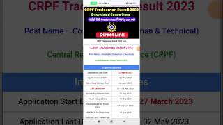 Crpf Tradesman Result 2023 crpf crpftradesman2023 [upl. by Shaylyn]