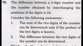 CSAT 2021 Solved Paper  The difference between a 2digit number and the number obtained by … [upl. by Aisile]