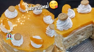 CARLOTA DE DURAZNO 🍑 POSTRE SIN HORNO postre con galletas María [upl. by Yahsel620]