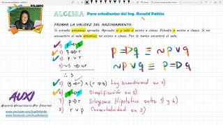 LOGICA  Demostrar la Validez de un razonamiento [upl. by Willette]