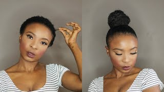 How To  Top Knot High Bun on Short Natural Hair [upl. by Aleemaj903]