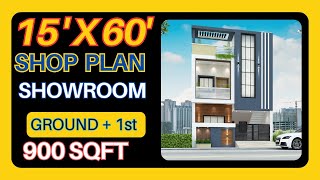 1560 Showroom Map  15 by 60 Feet shop Map  15 by 60 Ft House Map  Girish Architecture [upl. by Arick]