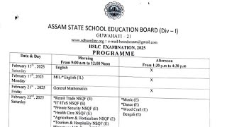 HSLC CLASS 10 Routine  HSLC 2025 Routine Assam class 10th HSLC programme [upl. by Wolfgang226]