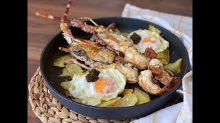 Receta de Langosta con Huevos y Patatas Fritas I elblogdeceleste [upl. by Edelstein]