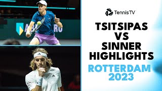 Stefanos Tsitsipas Battles Jannik Sinner  Rotterdam 2023 Highlights [upl. by Nwahsek]