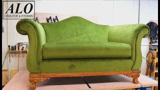 DIY  HOW TO REUPHOLSTER A SOFACOUCH  ALO Upholstrery [upl. by Anileve]