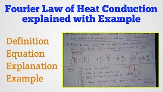 Fourier Law of Heat Conduction explained with Example  Law of Heat Conduction  Heat Transfer [upl. by Reilly328]