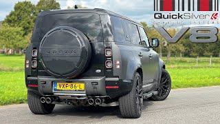 Land Rover Defender V8 P525 Quicksilver  REVIEW on AUTOBAHN [upl. by Narej]