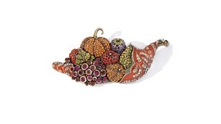 Heidi Daus Heidis Harvest CrystalAccented Cornucopia Pin [upl. by Ennairod]