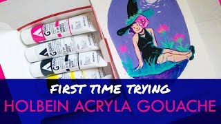 First Time Trying Holbein Acryla Gouache [upl. by Bricker]