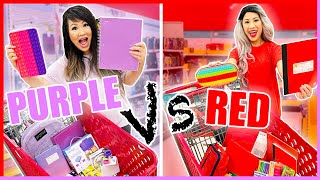 BACK TO SCHOOL SHOPPING CHALLENGE PURPLE VS RED school supplies haul [upl. by Dickman]