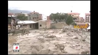 El desborde del río Taquiña trajo mazamorra a Tiquipaya [upl. by Ltihcox]