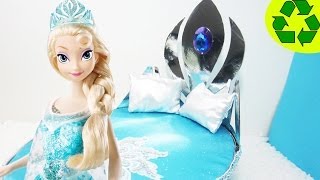 Make a doll bed for Elsa from the movie Frozen  Recycling  Doll Crafts  simplekidscrafts [upl. by Larine]