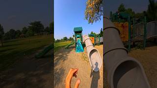 Bella Caio Playground Parkour Clibming Board and Sliding pipe view Pov shorts youtubeshorts [upl. by Kehoe]