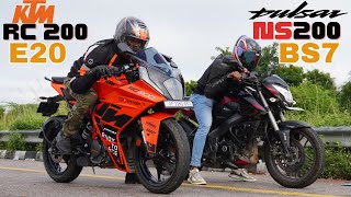 NS200 BS7 vs KTM RC200 E20 Drag Race [upl. by Baer292]