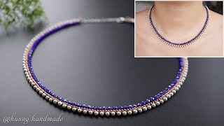 Simple and easy to make beaded necklace for beginners Beading tutorial [upl. by Areik]