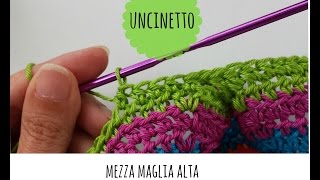 TUTORIAL COME ESEGUIRE UNA MEZZA MAGLIA ALTA  UNCINETTO [upl. by Ocnarf]