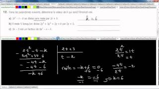 Secondaire 4 SN Québec Division de polynômes résolutions de problèmes exercice 12 [upl. by Enelra]