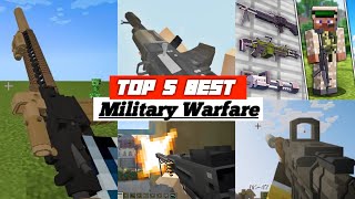 TOP 5 BEST MILITARY WARFARE Addon in Minecraft PE 121 GUN MODS 3D [upl. by Sommers]