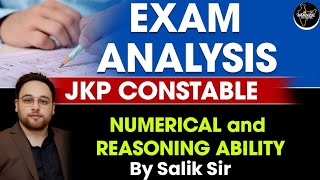 JKP CONSTABLE EXAM ANALYSIS ARITHEMATIC AND REASONING SECTION SALIK SIR jkpoliceconstable [upl. by Aniryt]