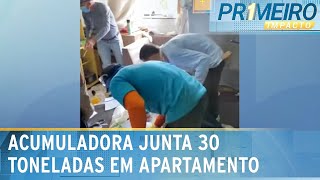 Cerca de 30 toneladas de entulho são retirados de casa de acumuladora  Primeiro Impacto 041124 [upl. by Defant]