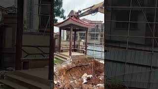 Use An Excavator To Demolish A Simple Wooden Pavilion [upl. by Bart898]