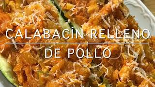 Calabacín relleno de pollo y verduras Sin horno fácil y buenísimo 🥒🐥 [upl. by Lucrece252]