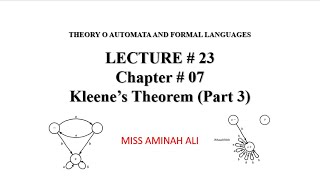 Lecture  23  Kleenes Theorem  Transition Graph to Regular Expression [upl. by Violante442]