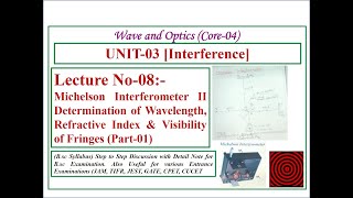 Michelson Interferometer II Det of Wavelength Refractive Index amp Visibility of Fringes Part01 [upl. by Nikos]