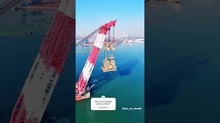 Içamento de Módulo com Balsa Guindaste navio dji Drone china brasil vessel [upl. by Quillan]