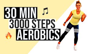 30 min Walking Workout TO THE BEAT 3000 Steps  Old School Cardio Aerobics [upl. by Kcired577]