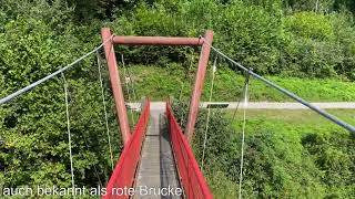 Flusshängebrücke Clairbief über den Doubs Grenzfluss FRCH zwischen Soubey und Goumois [upl. by Oiramed976]