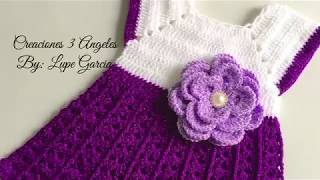 Como Hacer Un Vestido Tejido A CrochetGancho 03 Meses [upl. by Dulci]