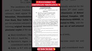 Puducherry tgt certification verification  trained graduate teachers  assistant exam short reels [upl. by Trinidad]