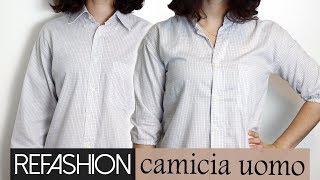 Refashion trasformare una camicia da uomo  Cucito facile per principianti  Un punto alla volta [upl. by Yrek538]